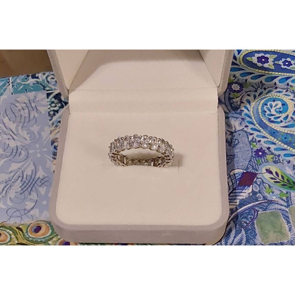 4.5Ct Oval Cut Diamonique Eternity Wedding/Anniversary Band Ring Sz 8